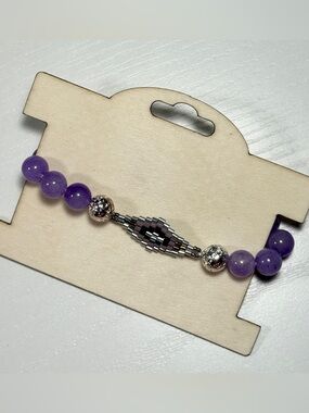 Handmade natural gemstone and seed beads bracelet